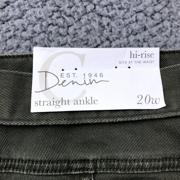 CATO Est. 1946 Womens Size 20W Green High Rise Belted Straight Ankle Jeans NEW - Picture 4 of 16
